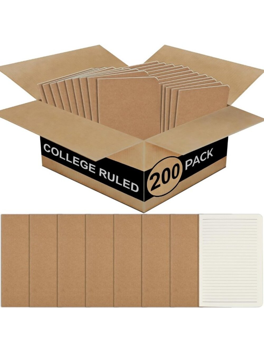 200-Pack A5 Kraft Notebooks - Eco-Friendly, Durable, Perfect for Journaling